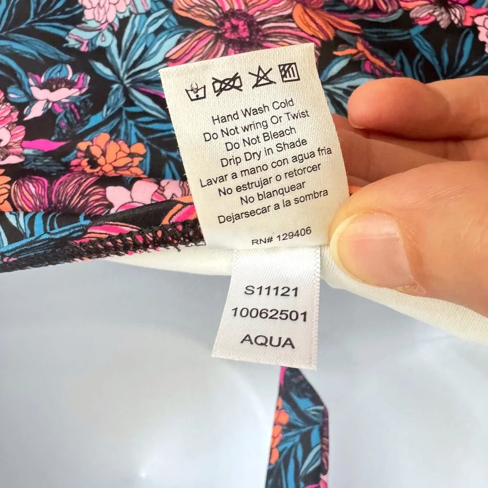 Venus Floral Halter Tankini Top Ruched‎ Side Swimwear Pink Teal Orange Size 6